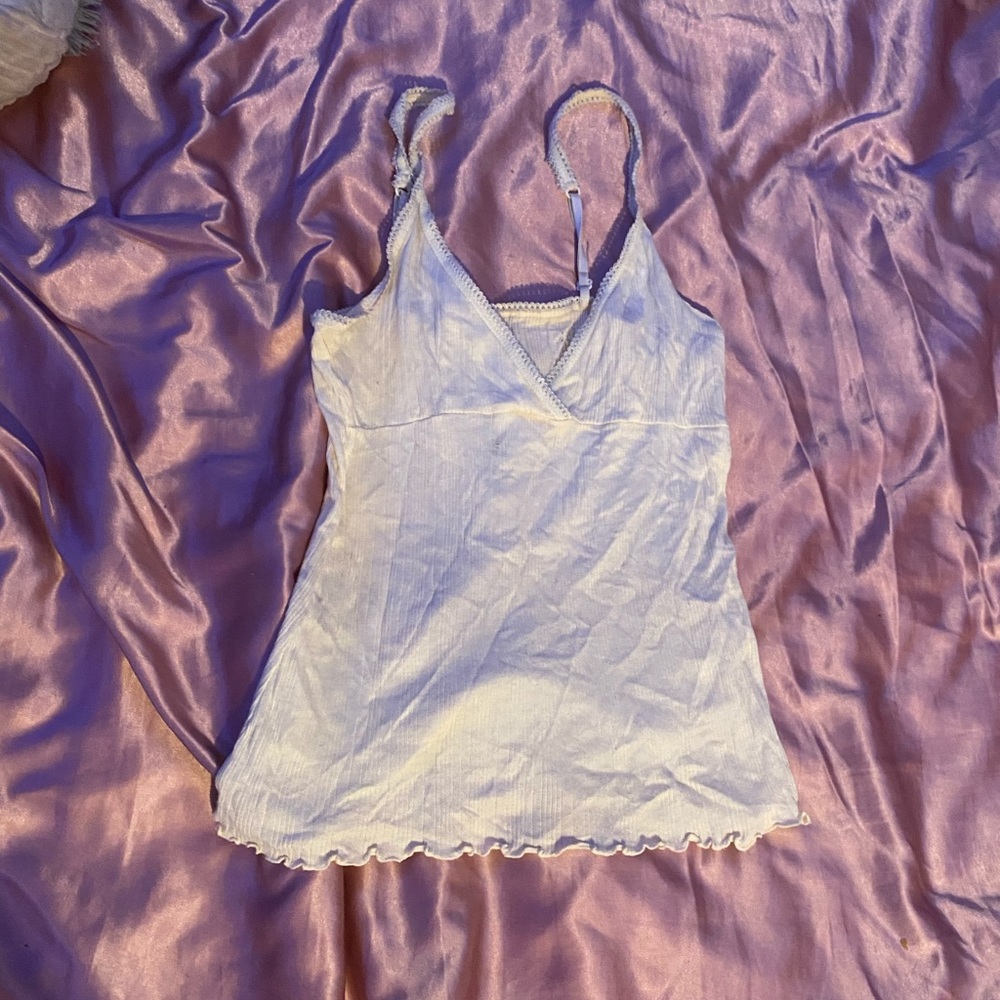 light yellow american eagle V-neck tank top